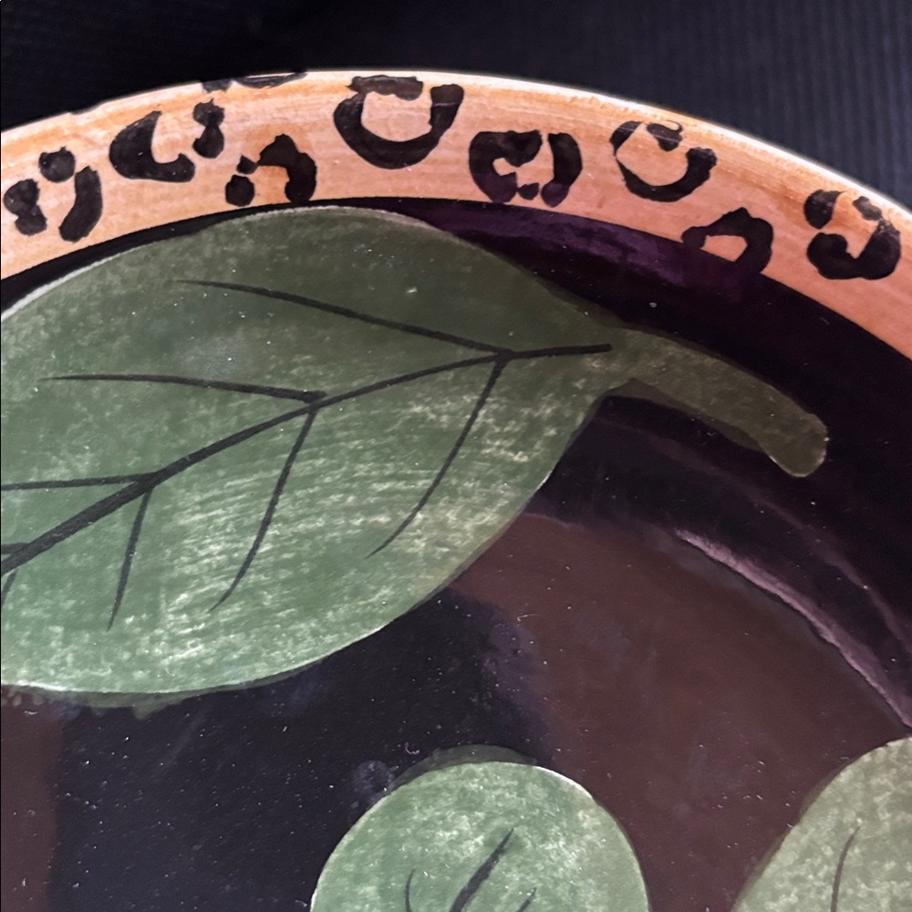 Laurie Gates Pedestal centerpiece Animal Print Leaves Ceramic Home Bowl Leopard - Picture 5 of 5